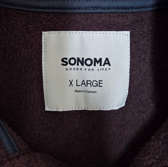Sonoma | Colorblock Navy & Maroon Snap Mockneck Sweater Fleece Size XL - Picture 4 of 5